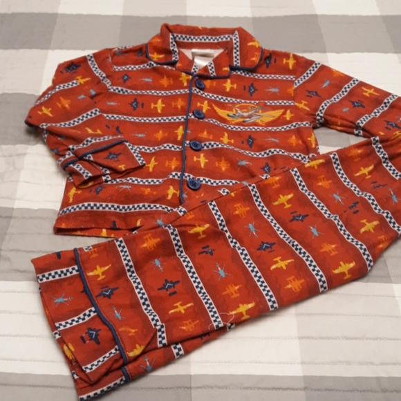 Boys disney store 2 piece fleece planes pajama 2t